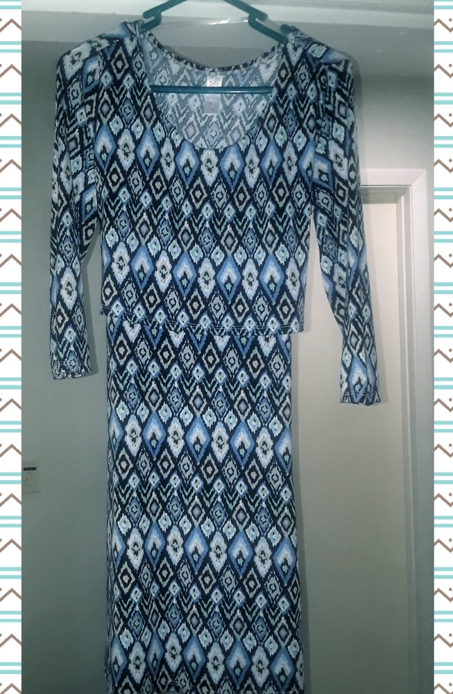 NWOT Justice dress blue black print size 14